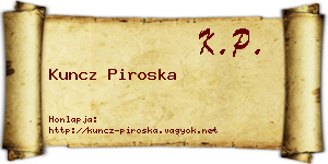 Kuncz Piroska névjegykártya